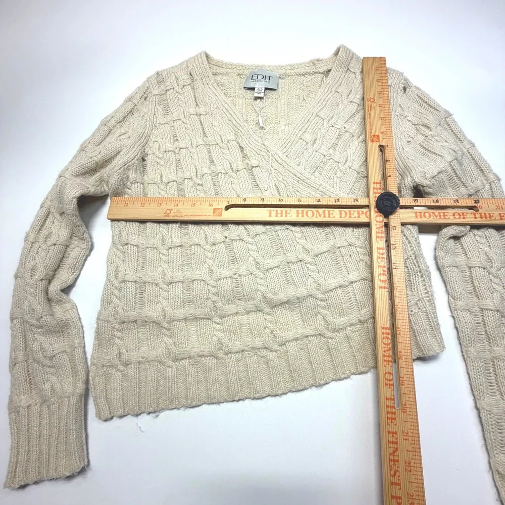 EDIT Jason Wu Cable‎ Knit Wrap Sweater Cropped Neutral Cozy Size M